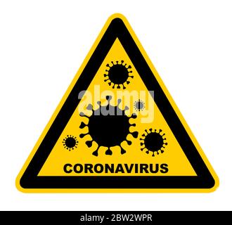 Un signe de danger triangulaire du coronavirus Banque D'Images