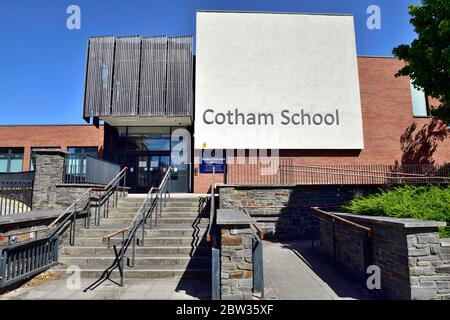 Entrée principale du bâtiment de l'école Cotham, Bristol, Royaume-Uni Banque D'Images