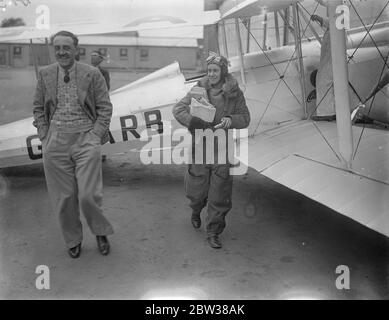 Jean Batten et l'avion à Brooklands . Avril 1934 Banque D'Images