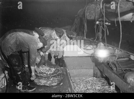 Passer une nuit à pêcher des rats . Novembre 1934 Banque D'Images