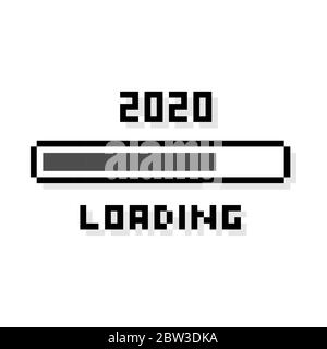 Pixel art 2020 ans de chargement noir - illustration vectorielle isolée Illustration de Vecteur
