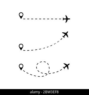 Ensemble de lignes de vols d'avion - illustration vectorielle isolée Illustration de Vecteur