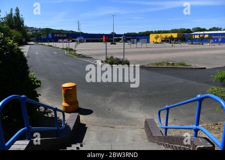 IKEA Gateshead a photographié se préparer avec des signes de distanciation sociale pour l'ouverture le 1er juin après la fermeture du magasin par coronavirus. Banque D'Images