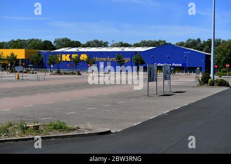 IKEA Gateshead a photographié se préparer avec des signes de distanciation sociale pour l'ouverture le 1er juin après la fermeture du magasin par coronavirus. Banque D'Images