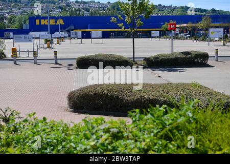 IKEA Gateshead a photographié se préparer avec des signes de distanciation sociale pour l'ouverture le 1er juin après la fermeture du magasin par coronavirus. Banque D'Images