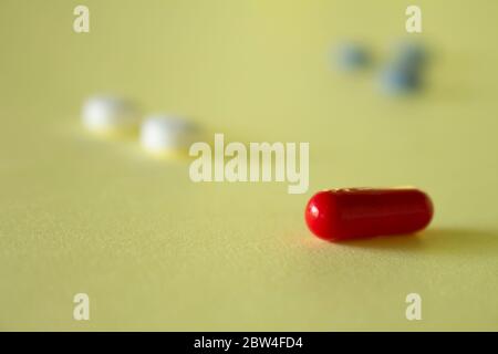 Médicaments avec médicaments pour les traitements médicaux. Médicaments à usage légal chez l'homme. Banque D'Images