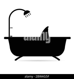 requin dans la silhouette de la baignoire en noir illustration Illustration de Vecteur