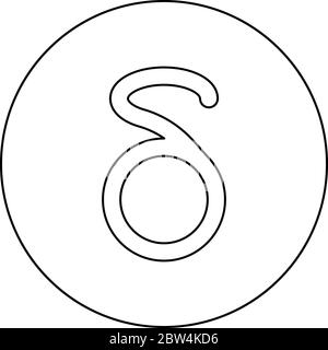 Symbole grec Delta petite lettre minuscule icône en forme de cercle rond cadre noir couleur vecteur illustration style plat image simple Illustration de Vecteur