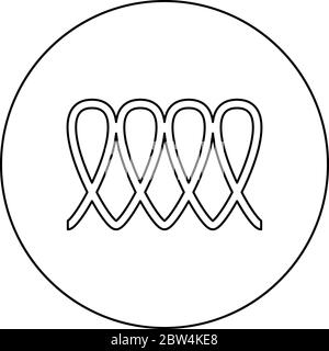 Cuisson à induction spirale électrique symbole de chaleur type surfaces de cuisson signe ustensile panneau de destination icône en cercle rond vectorisation de couleur noire Illustration de Vecteur