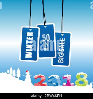 grand solde d'hiver 2018 illustration en couleur Illustration de Vecteur