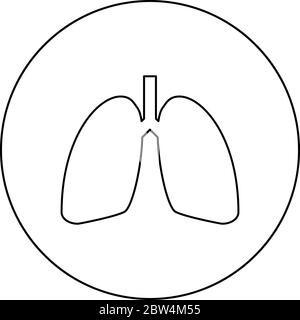 Poumons icône humaine dans le cercle contour rond noir couleur vecteur illustration plat style simple image Illustration de Vecteur