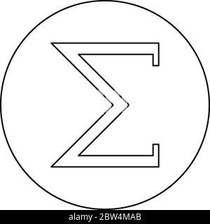 Symbole grec Sigma majuscule majuscule icône en forme de cercle rond cadre noir couleur vecteur illustration style plat image simple Illustration de Vecteur