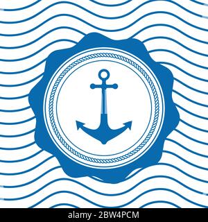vecteur d'icône d'ancrage, élément nautique de couleur bleue Illustration de Vecteur