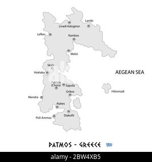 illustration de l'art de la carte blanche de l'île de patmos en grèce Illustration de Vecteur