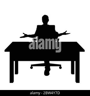 silhouette d'homme assise sur une chaise avec illustration d'art de bureau Illustration de Vecteur