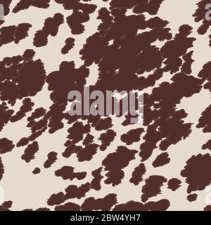 Motif vache/cheval sans couture avec gros pois bruns. Motif animal vectoriel texturé avec taches brunes sur fond beige clair. Illustration de Vecteur