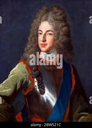 Le Prince James Francis Edward Stuart (1688-1766), le Old Pretender, qui a revendique les trônes de l'Angleterre et de l'Écosse sous les nom de James III et VIII Portrait d'Alexis Simon Belle, huile sur toile, vers 1712 Banque D'Images