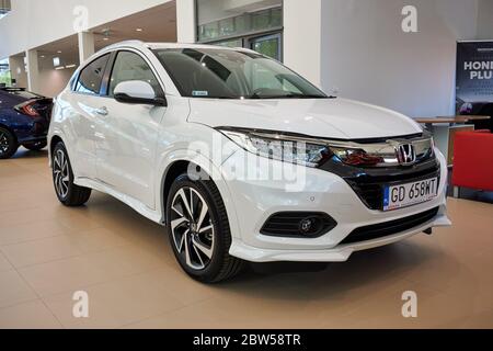 Gdansk, Pologne - 28 mai 2020 : nouveau modèle Honda HR-V présenté dans le hall d'exposition de Gdansk Banque D'Images