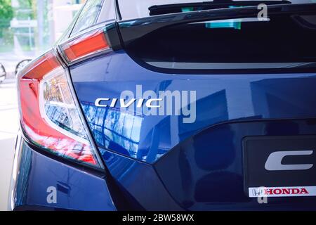 Gdansk, Pologne - 28 mai 2020 : nouveau modèle Honda Civic présenté dans le hall d'exposition de Gdansk Banque D'Images