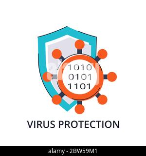 Concept de protection contre les virus dans la conception à lignes plates. Illustration vectorielle moderne pour le Web et les applications, le marketing et les documents imprimés Illustration de Vecteur