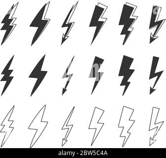 graphique vectoriel de tonnerre plate et de l'éclairage de boulon icônes flash définir le vecteur sur fond blanc. icône de tonnerre pour l'élément de marketing, etc. vecteur eps 10 Illustration de Vecteur