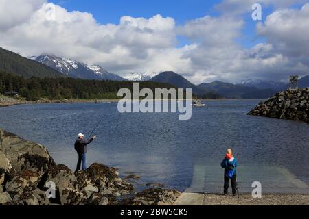 Pêche, port de plaisance de petit bateau, Sitka, Alaska, États-Unis Banque D'Images