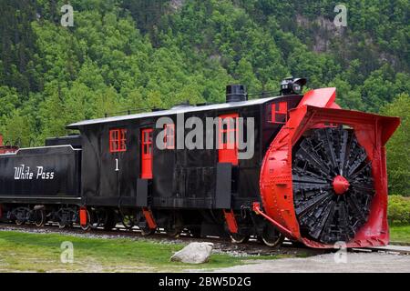 Snow Plough, White Pass et chemin de fer de la route du Yukon, Skagway, Alaska du Sud-est, États-Unis Banque D'Images
