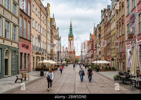 Célèbre rue long Lane dans la vieille ville, Pologne. Banque D'Images