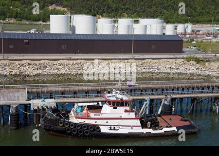 Remorqueur à Ore Dock, Skagway, Alaska du Sud-est, États-Unis Banque D'Images