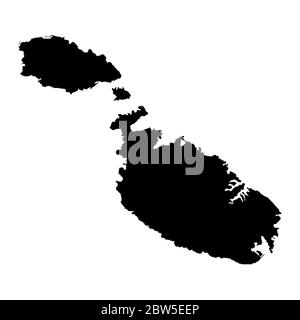 Carte vectorielle Malte. Illustration de vecteur isolé. Noir sur fond blanc. Illustration de l'EPS 10. Illustration de Vecteur