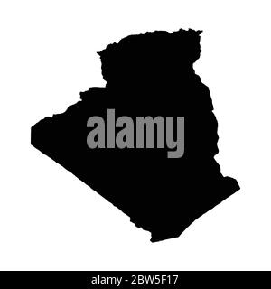 Carte vectorielle Algérie. Pays et capitale. Illustration de vecteur isolé. Noir sur fond blanc. Illustration de l'EPS 10. Illustration de Vecteur