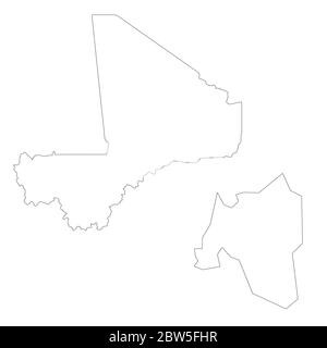 Carte vectorielle Mali et Bamako. Pays et capitale. Illustration de vecteur isolé. Contour. Illustration de l'EPS 10. Illustration de Vecteur