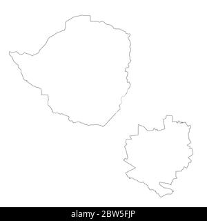 Carte vectorielle Zimbabwe et Harare. Pays et capitale. Illustration de vecteur isolé. Contour. Illustration de l'EPS 10. Illustration de Vecteur