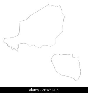 Carte vectorielle Niger et Niamey. Pays et capitale. Illustration de vecteur isolé. Contour. Illustration de l'EPS 10. Illustration de Vecteur