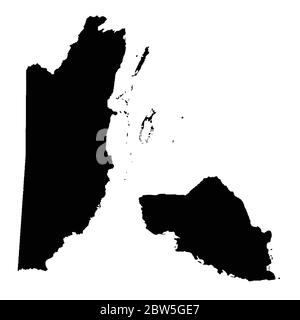 Carte vectorielle Belize et Belmopan. Pays et capitale. Illustration de vecteur isolé. Noir sur fond blanc. Illustration de l'EPS 10. Illustration de Vecteur