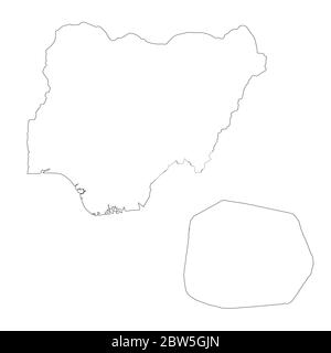 Carte vectorielle Nigéria et Abuja. Pays et capitale. Illustration de vecteur isolé. Contour. Illustration de l'EPS 10. Illustration de Vecteur
