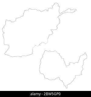 Carte vectorielle Afghanistan et Kaboul. Pays et capitale. Illustration de vecteur isolé. Contour. Illustration de l'EPS 10. Illustration de Vecteur