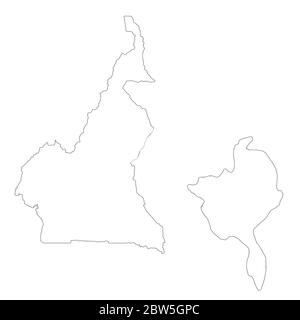 Carte vectorielle Cameroun et Yaoundé. Pays et capitale. Illustration de vecteur isolé. Contour. Illustration de l'EPS 10. Illustration de Vecteur