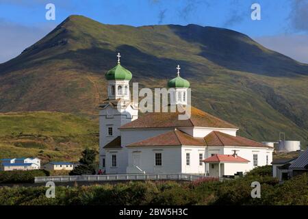 Église orthodoxe russe, l'île Unalaska, Îles Aléoutiennes, Alaska, USA Banque D'Images