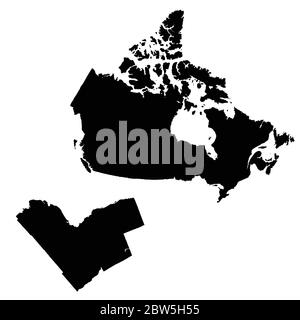 Carte vectorielle Canada et Ottawa. Pays et capitale. Illustration de vecteur isolé. Noir sur fond blanc. Illustration de l'EPS 10. Illustration de Vecteur