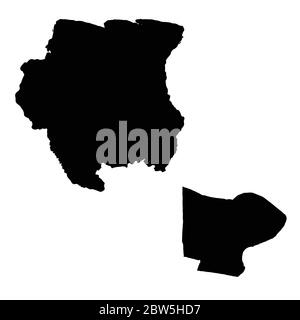 Carte vectorielle Suriname et Paramaribo. Pays et capitale. Illustration de vecteur isolé. Noir sur fond blanc. Illustration de l'EPS 10. Illustration de Vecteur