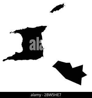 Carte vectorielle Trinité-et-Tobago et Port d'Espagne. Pays et capitale. Illustration de vecteur isolé. Noir sur fond blanc. Illustration de l'EPS 10. Illustration de Vecteur