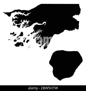 Carte vectorielle Guinée bissau et Bissau. Pays et capitale. Illustration de vecteur isolé. Noir sur fond blanc. Illustration de l'EPS 10. Illustration de Vecteur