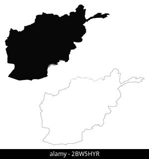 Carte vectorielle Afghanistan. Illustration de vecteur isolé. Noir sur fond blanc. Illustration de l'EPS 10. Illustration de Vecteur
