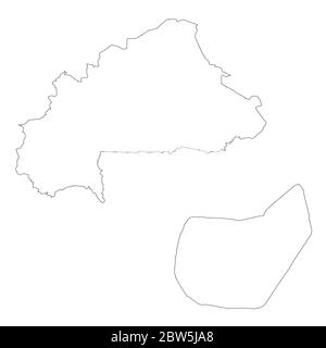 Carte vectorielle Burkina Faso et Ouagadougou. Pays et capitale. Illustration de vecteur isolé. Contour. Illustration de l'EPS 10. Illustration de Vecteur