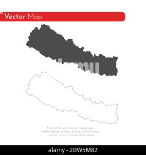 Carte vectorielle Népal. Illustration de vecteur isolé. Noir sur fond blanc. Illustration de l'EPS 10. Illustration de Vecteur