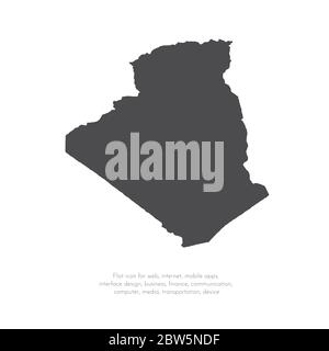 Carte vectorielle Algérie. Illustration de vecteur isolé. Noir sur fond blanc. Illustration de l'EPS 10. Illustration de Vecteur