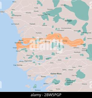 Carte vectorielle Gambie. Illustration de vecteur isolé. Illustration de l'EPS 10. Illustration de Vecteur