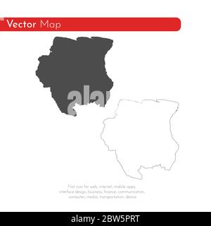 Carte vectorielle Suriname. Illustration de vecteur isolé. Noir sur fond blanc. Illustration de l'EPS 10. Illustration de Vecteur