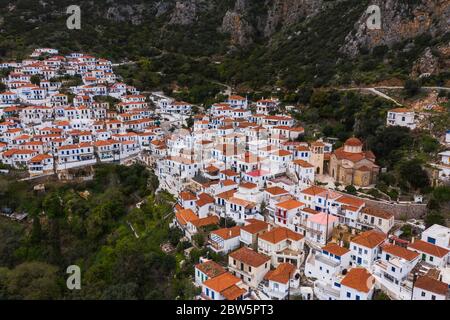 Vue panoramique sur le village byzantin historique de Velanidia près du cap Malea, Grèce. Laconia Péloponnèse, Grèce Banque D'Images